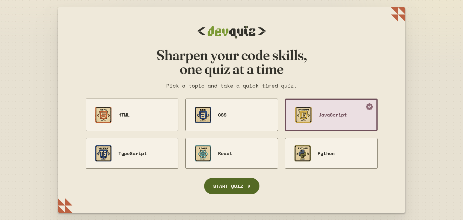 DevQuiz project hero placeholder